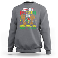 Charcoal gray crewneck sweatshirt with colorful patriotic graphic print on chest