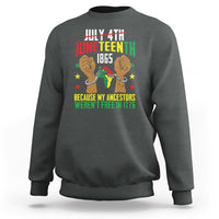 Dark gray crewneck sweatshirt with colorful patriotic graphic print on chest