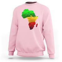 Light pink sweatshirt with multicolor Africa map graphic on the front