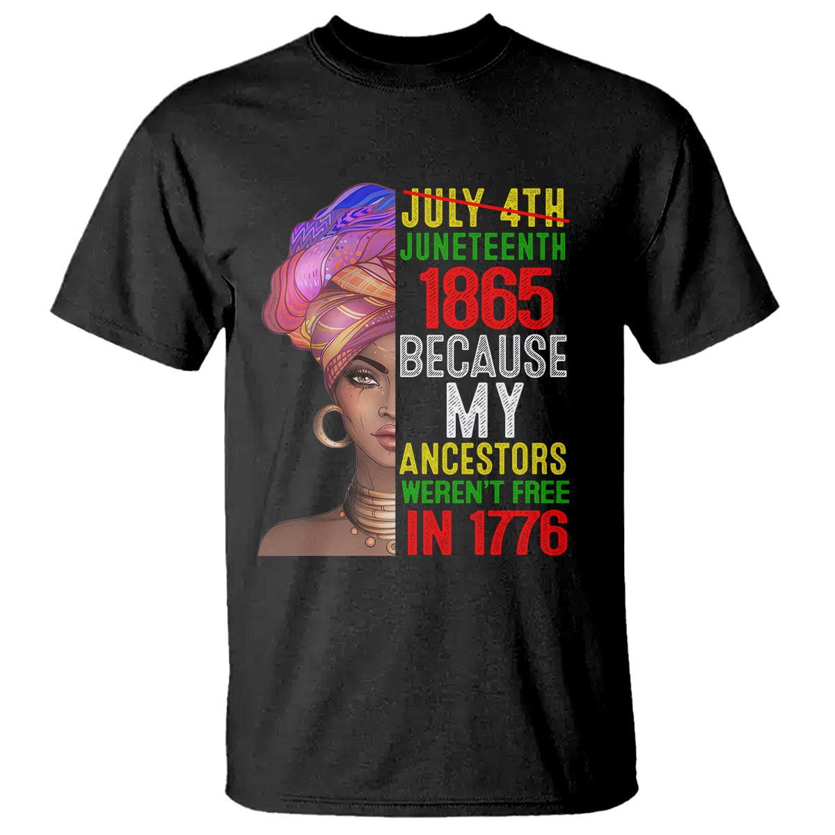 Black Queen T Shirt Juneteenth 1865 Because My Ancestors Weren't Free in 1776 - Wonder Print Shop