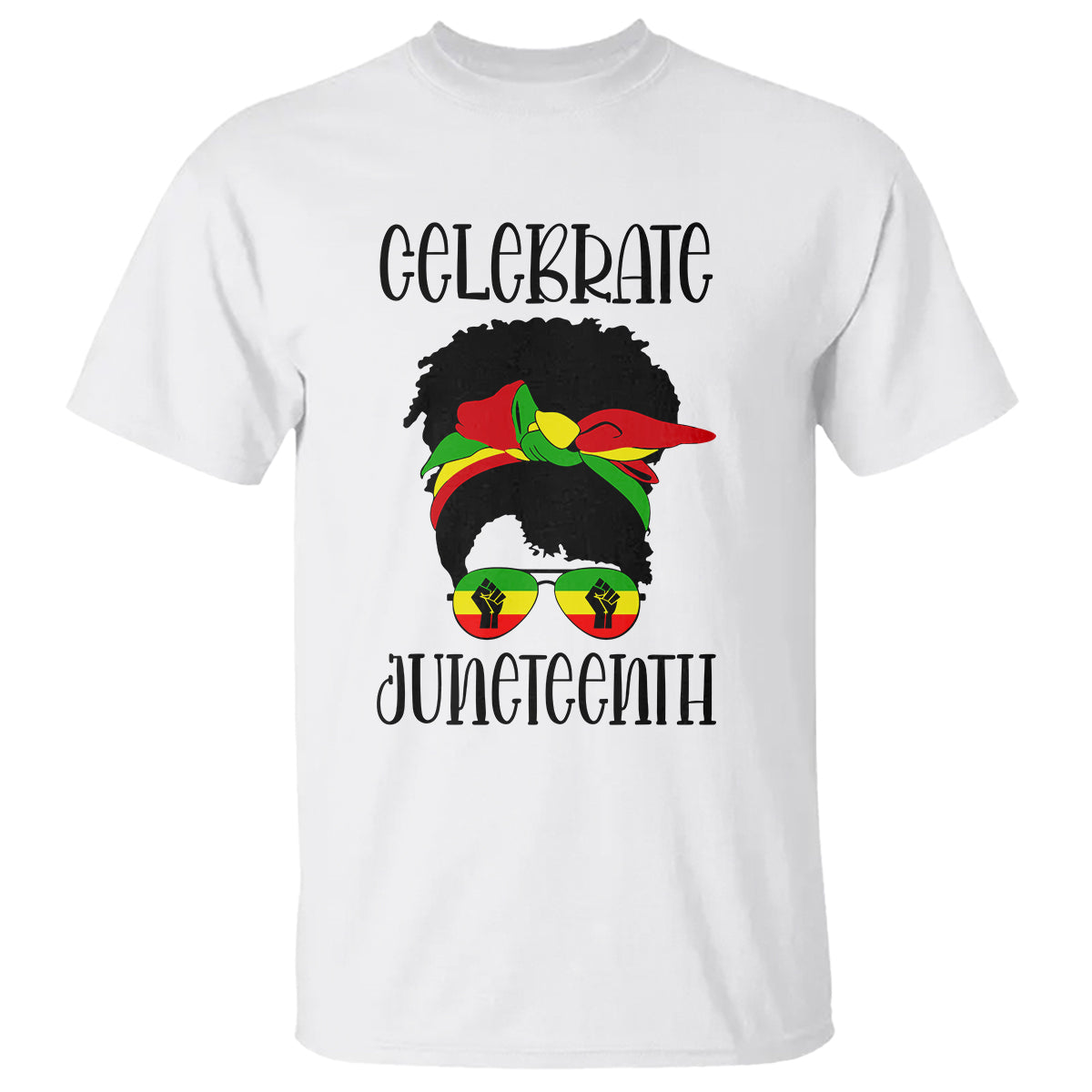 Black Women Messy Bun Juneteenth Celebrate T Shirt - Wonder Print Shop