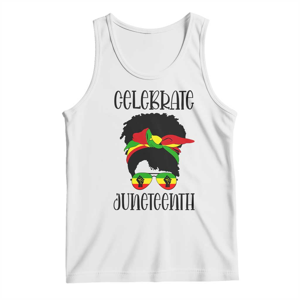 Black Women Tank Top Celebrate Juneteenth Messy Bun