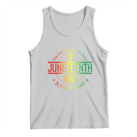 Sleeveless tank top with Juneteenth 1865 multicolor graphic text