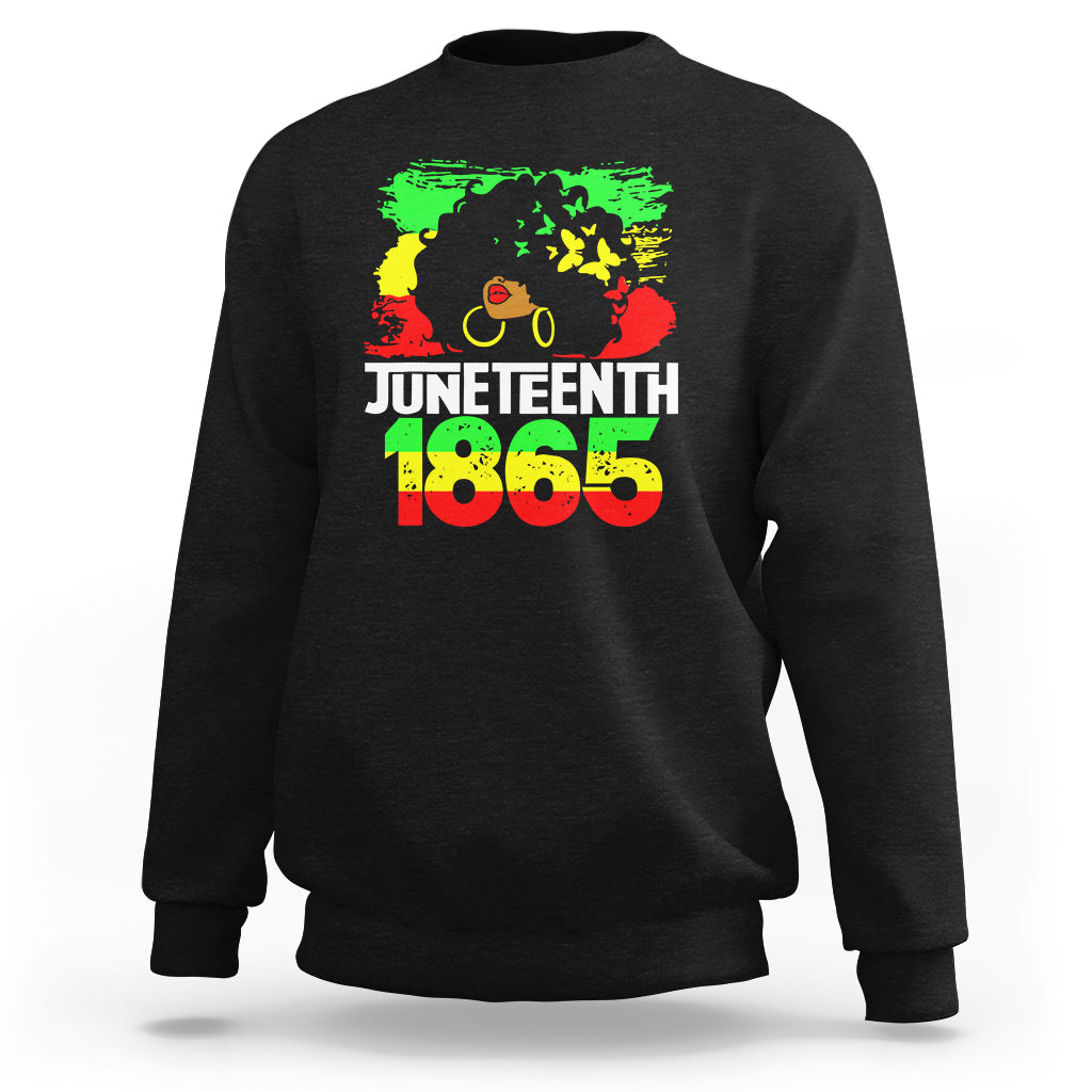 Afro Woman Sweatshirt Juneteenth 1865 Black Pride - Wonder Print Shop