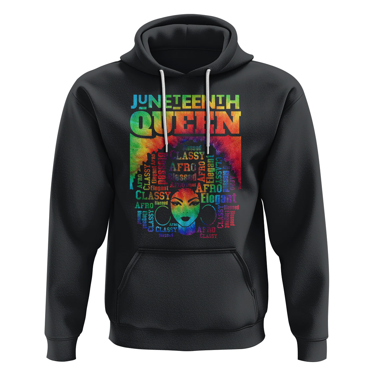 Juneteenth Afro Queen Hoodie Melanin Black Girl Magic Women Tie Dye - Wonder Print Shop