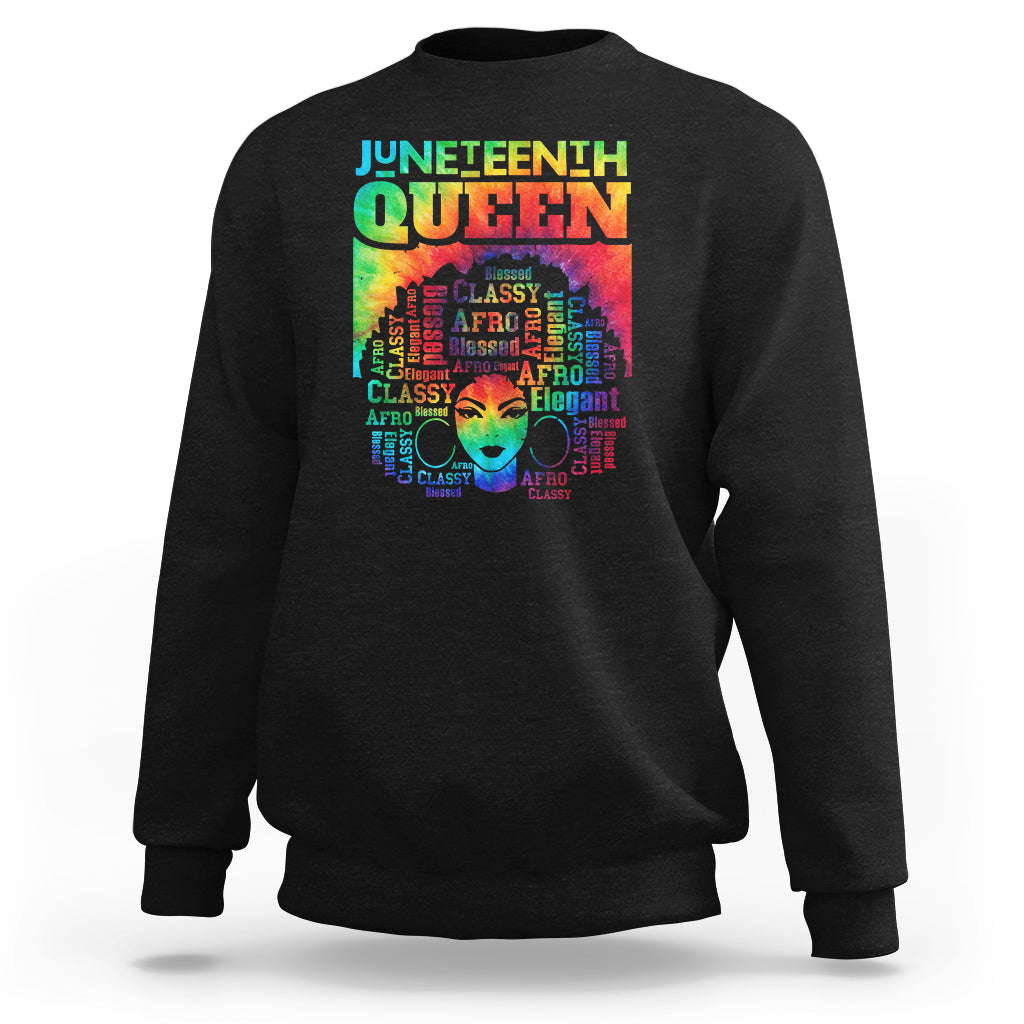 Juneteenth Afro Queen Sweatshirt Melanin Black Girl Magic Women Tie Dye - Wonder Print Shop