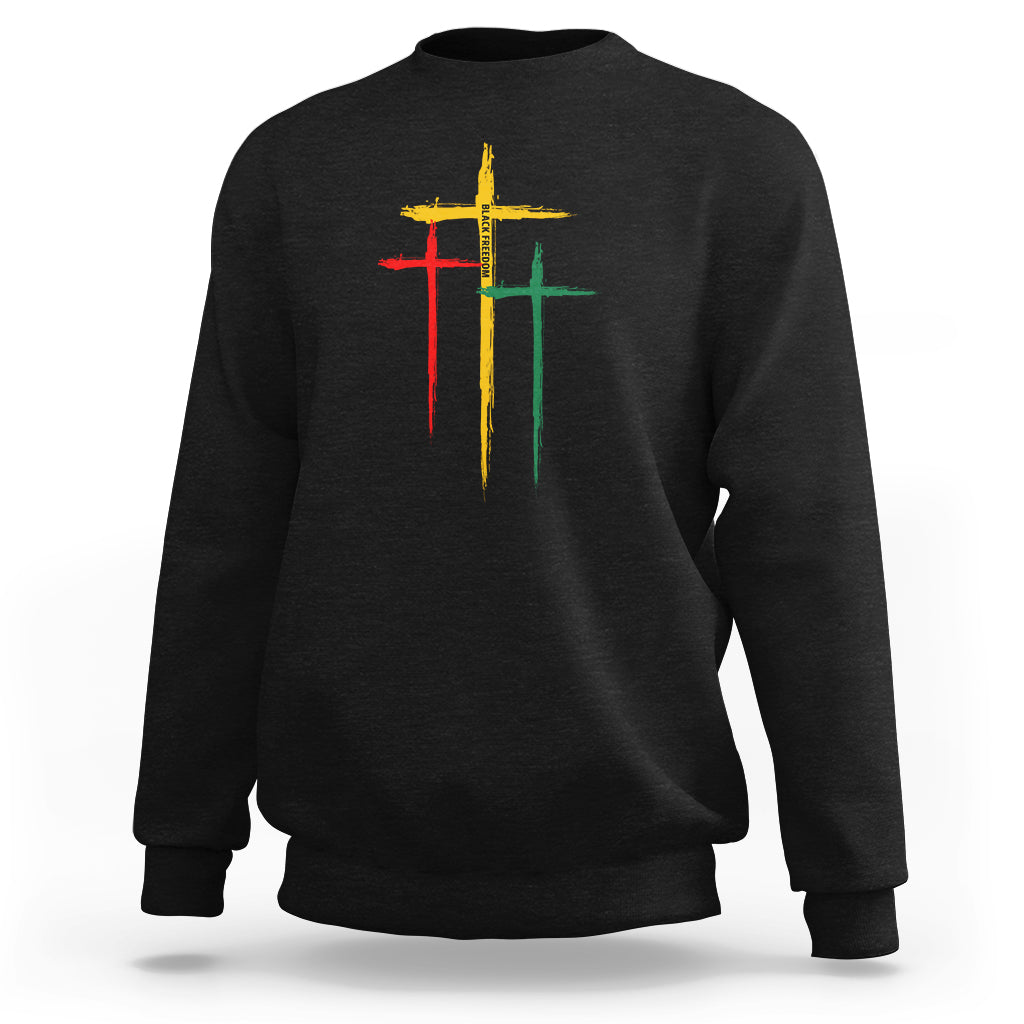 Cross Christian Juneteenth Sweatshirt African Black Freedom Day 1865 - Wonder Print Shop