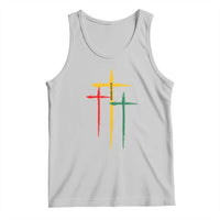 Light gray tank top with multicolor cross graphic