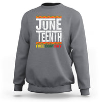 Light gray crewneck sweatshirt with “JUNE” “IENTH” and “FREE DOM DAY” graphic