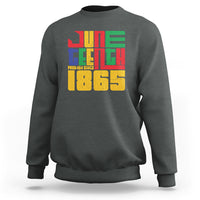 Charcoal crewneck sweatshirt with colorful "FREE-ISH SINCE 1865" front graphic