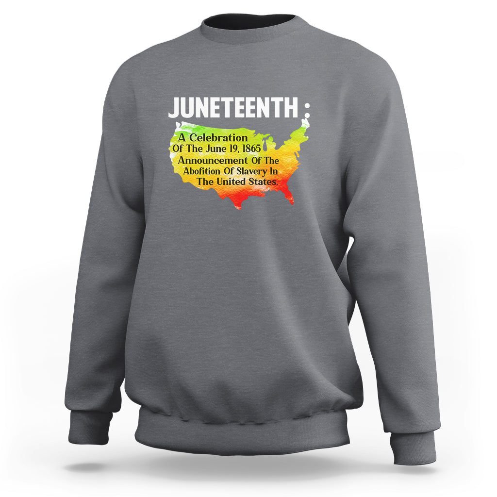 Juneteenth crewneck sweatshirt with African map graphic, heather gray long sleeves