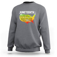 Juneteenth crewneck sweatshirt with African map graphic, heather gray long sleeves