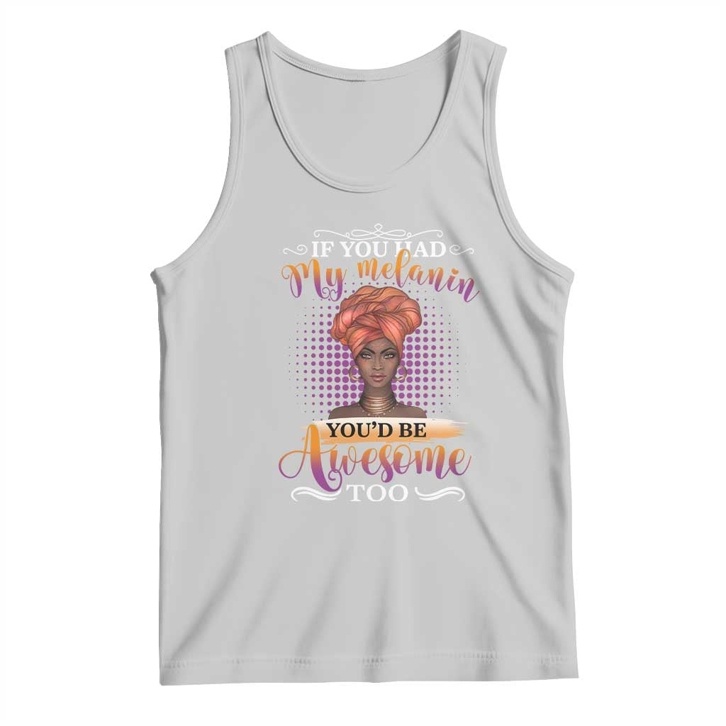 Light gray tank top with colorful 'My Melanin' portrait graphic