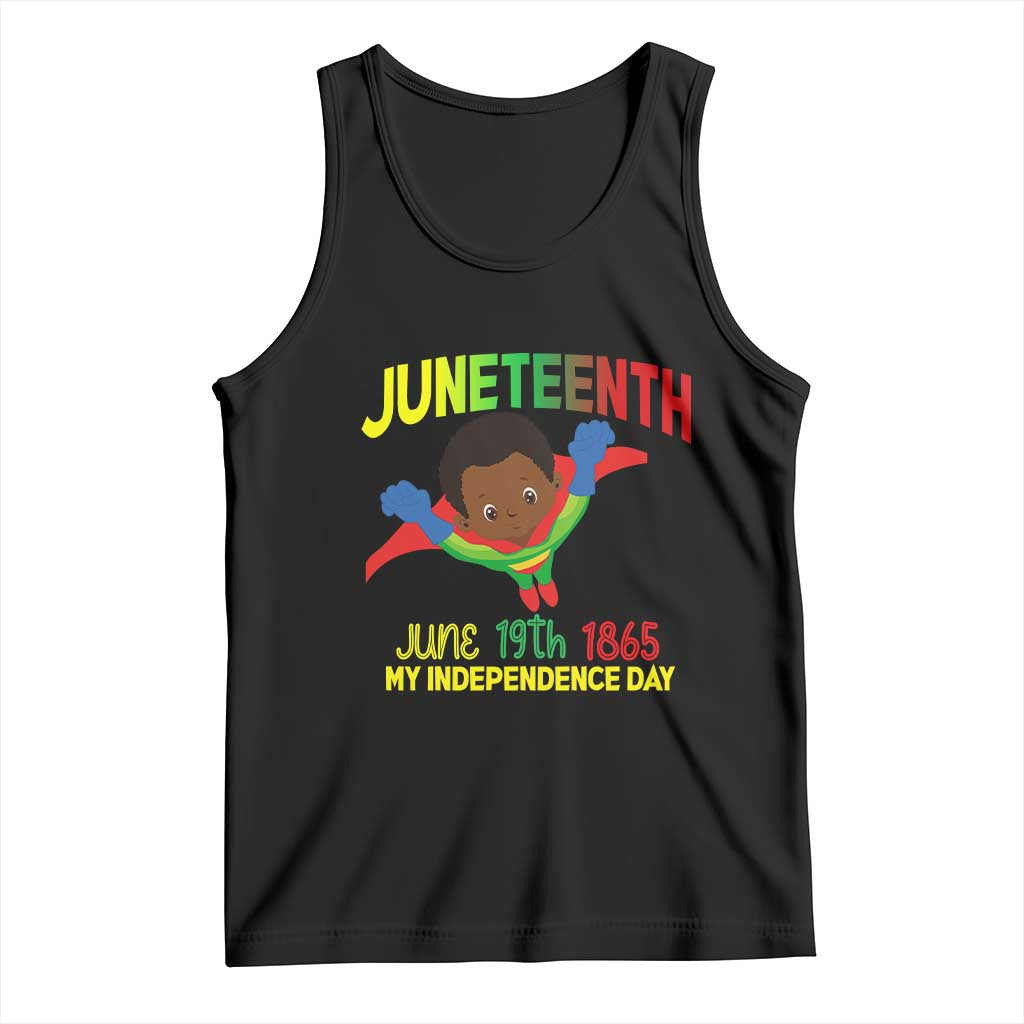 Juneteenth Is My Independence Day Tank Top Super Hero Black Boy