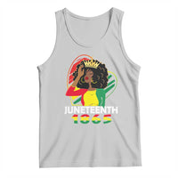 Light gray afro tank top with Juneteenth 1865 queen graphic