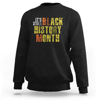 Black crewneck sweatshirt with “Black History Month” graphic on chest