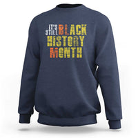 Navy crewneck sweatshirt with “Black History Month” graphic on chest