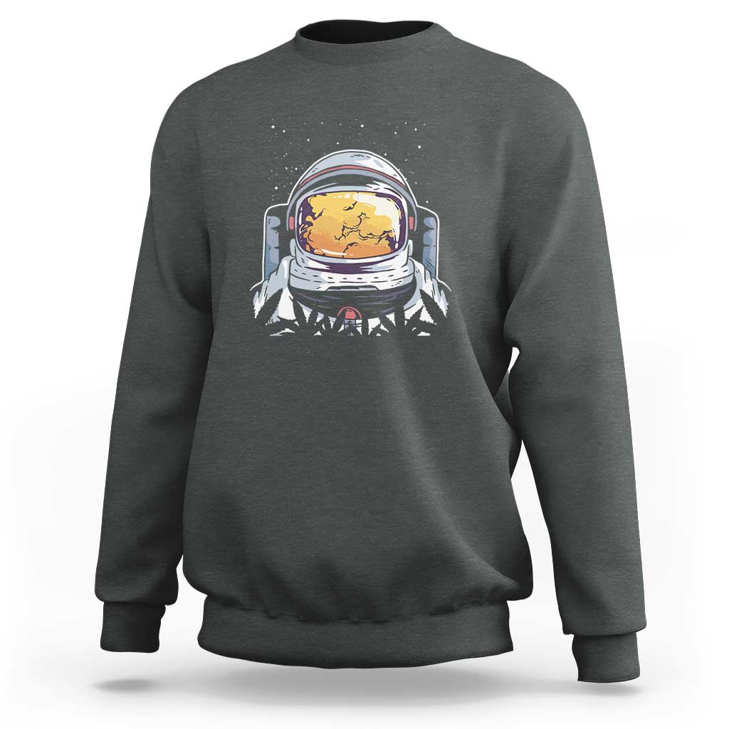 Charcoal crewneck sweatshirt with astronaut graphic on chest