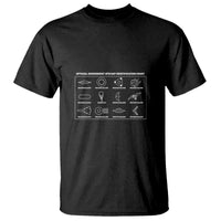 Black UFO UAP identification chart graphic T-shirt, chest print