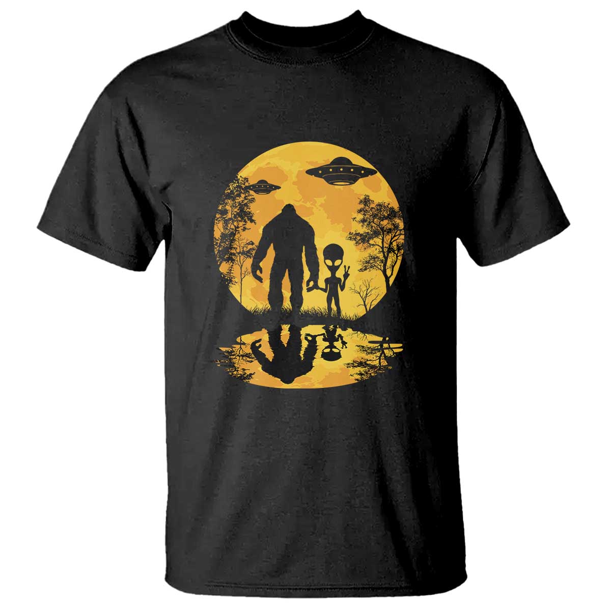 Alien Bigfoot Moon Sasquatch UFO Extraterrestrial T Shirt - Wonder Print Shop