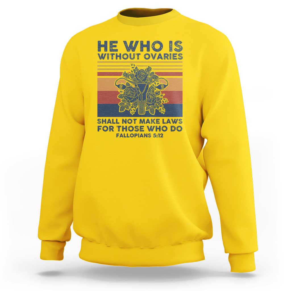 Women’s sweatshirt in daisy yellow with feminist quote graphic print on front, crew neck