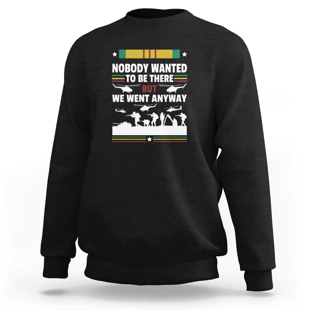 Vietnam War veteran sweatshirt, black, front graphic text and silhouettes.