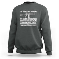 Charcoal crewneck sweatshirt with white Christian quote graphic on chest