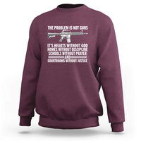 Maroon crewneck sweatshirt with white Christian quote graphic on chest