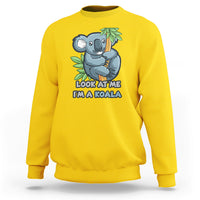 Daisy yellow koala graphic sweatshirt with “Look at me I’m a koala” front print.