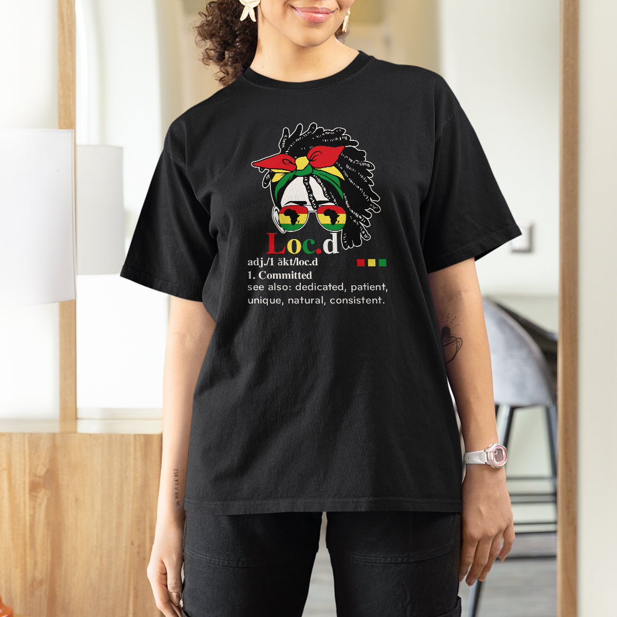 Black History Month Black Women T Shirt For Women Loc'd Definition Messy Bun - Wonder Print Shop