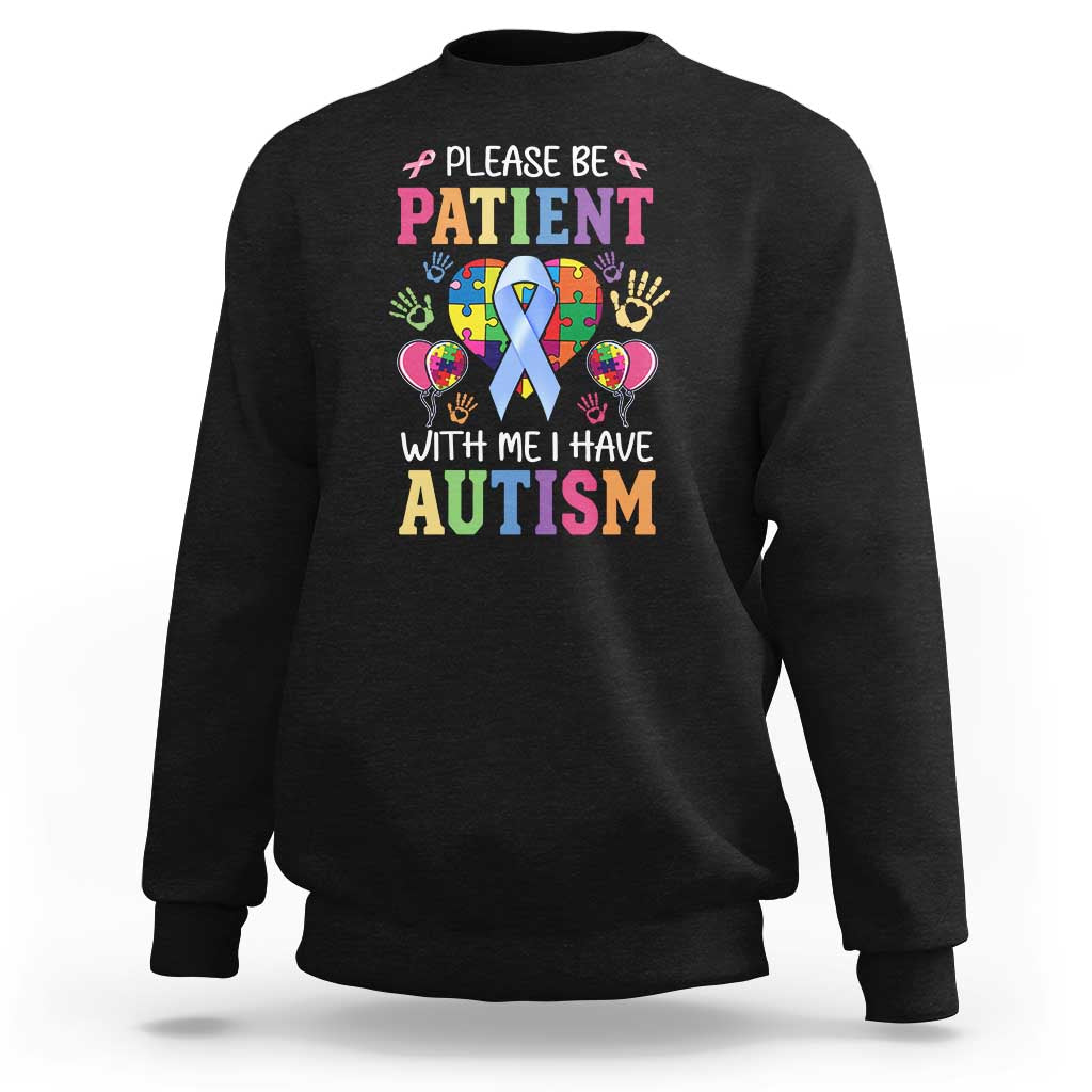Black autism awareness sweatshirt with colorful front graphic and slogan