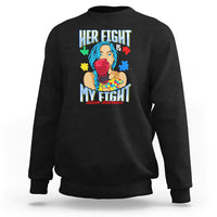 Autism support sweatshirt in black with colorful front graphic and slogan