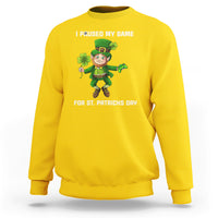 Daisy yellow sweatshirt with game controller St. Patrick's Day graphic and 'I PAUSED MY GAME' text