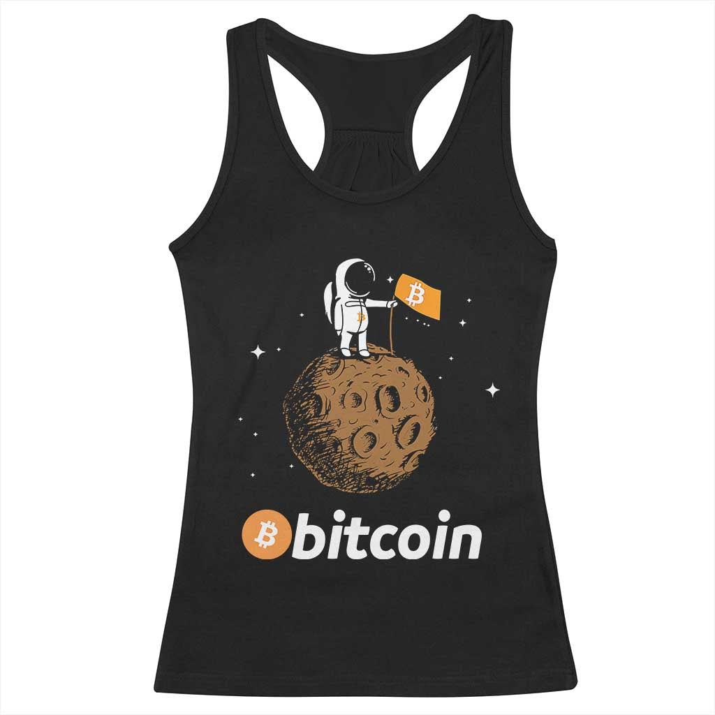 Funny Crypto Investing Racerback Tank Top Bitcoin BTC Crypto to the Moon Graphic Featuring Astronaut