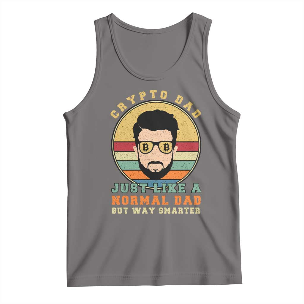 Gray crypto dad tank top with retro graphic and text print