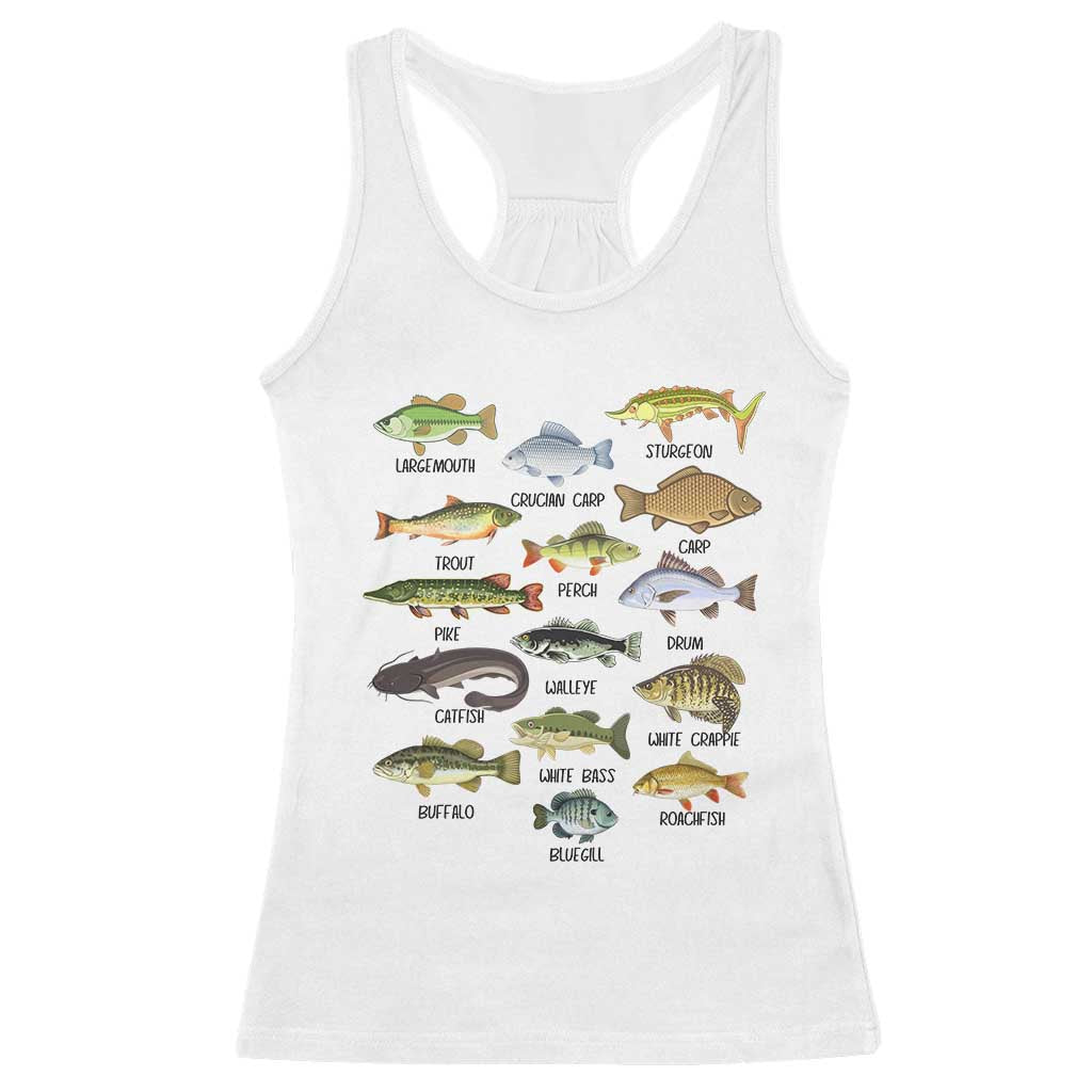 Freshwater Fish Species Racerback Tank Top Funny Fishing Types Fisherman Dad