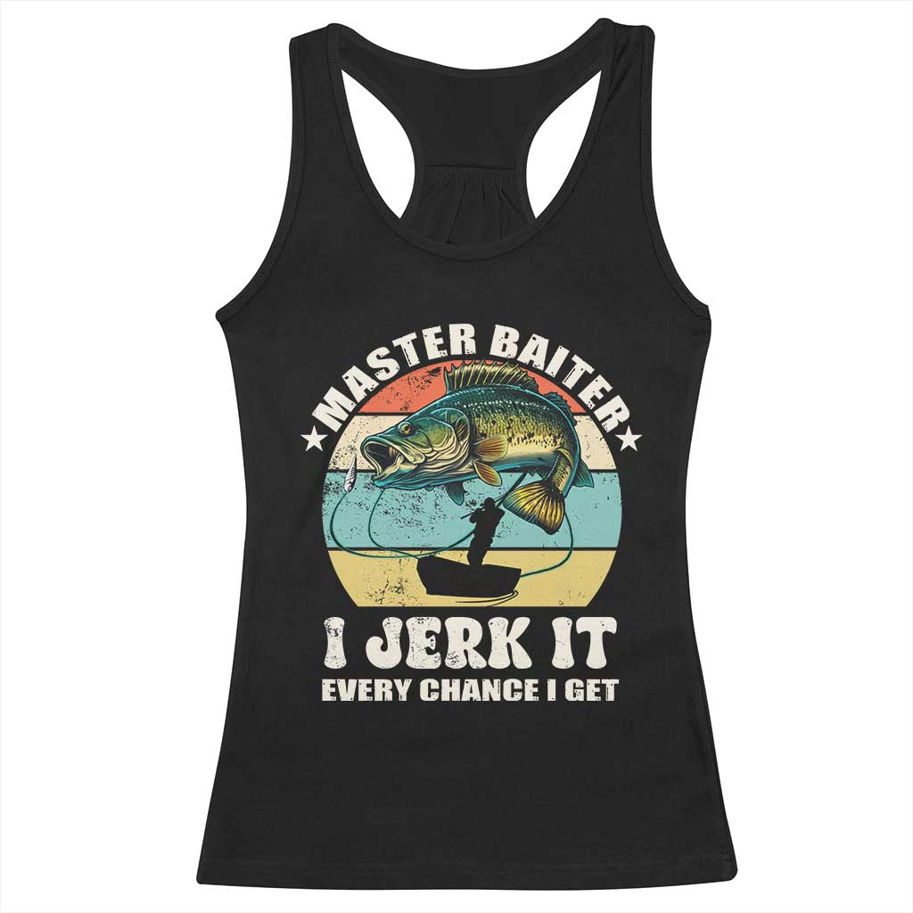 Funny Fishing Master-Baiter Racerback Tank Top Kayak Fishing Dad Grandpa Bass Fish Adult Humor