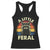 Funny Raccoon Racerback Tank Top A Little Feral Trash Panda Meme Retro