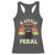 Funny Raccoon Racerback Tank Top A Little Feral Trash Panda Meme Retro