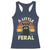 Funny Raccoon Racerback Tank Top A Little Feral Trash Panda Meme Retro