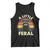 Funny Raccoon Tank Top A Little Feral Trash Panda Meme Retro