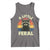 Funny Raccoon Tank Top A Little Feral Trash Panda Meme Retro