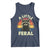 Funny Raccoon Tank Top A Little Feral Trash Panda Meme Retro