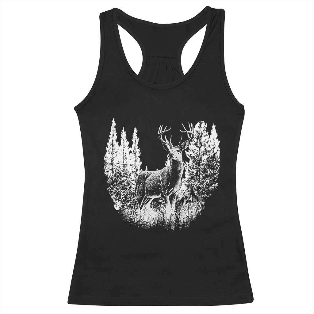 Deer Hunting Racerback Tank Top Deer Forest Nature Lover Stag Hunter