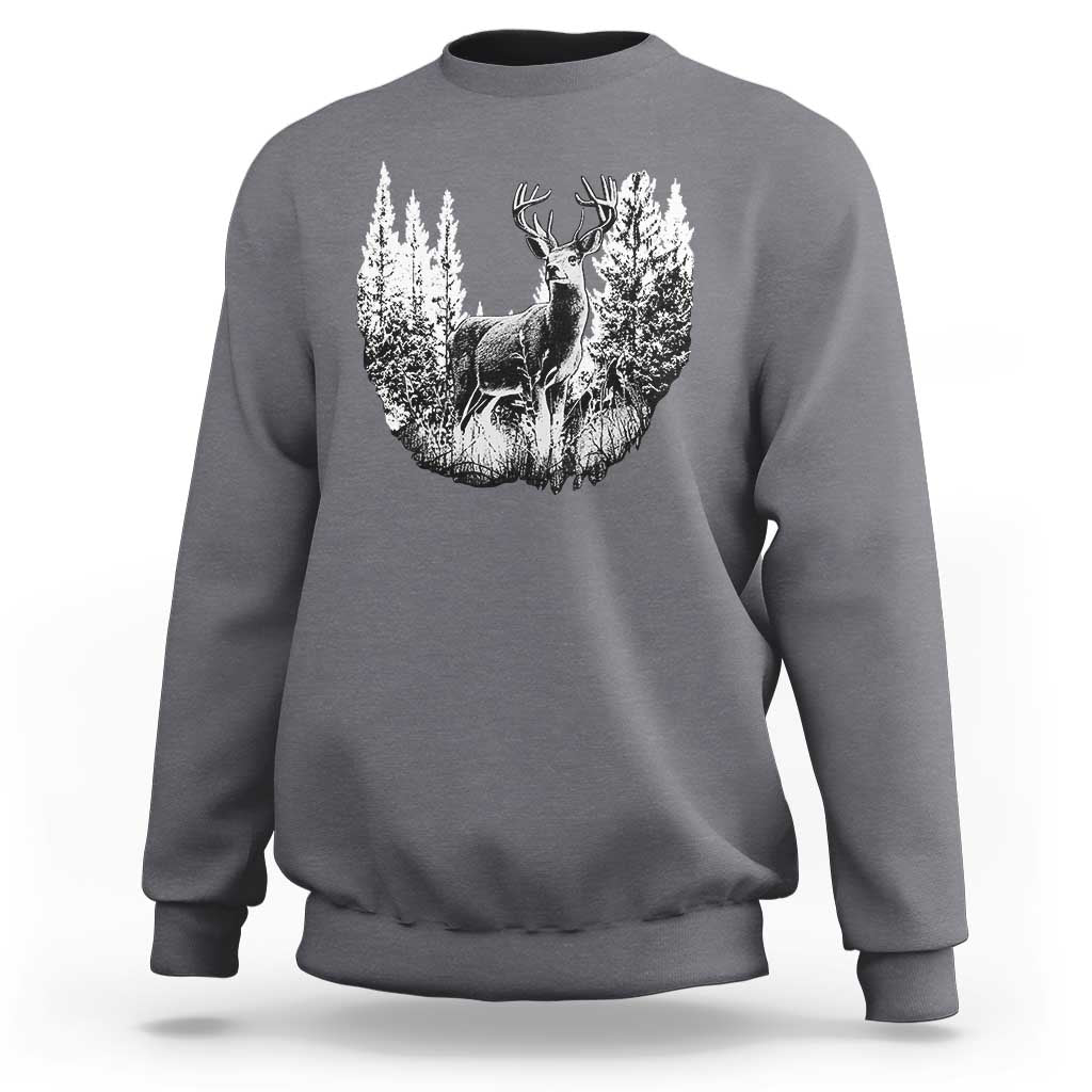 Deer Hunting Sweatshirt Deer Forest Nature Lover Stag Hunter