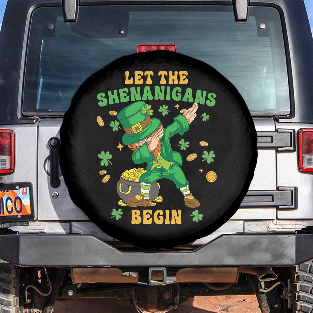 Funny St Patricks Day Spare Tire Cover Let The Shenanigans Begin Dabbing Leprechaun