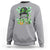 Retro Happy Go Lucky Messy Bun Shamrocks St. Patrick's Day Sweatshirt - Wonder Print Shop