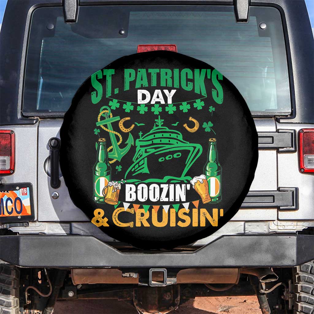 Funny St Patricks Cruise Spare Tire Cover Boozin' Cruisin' Drinking Squad Family Group Matching