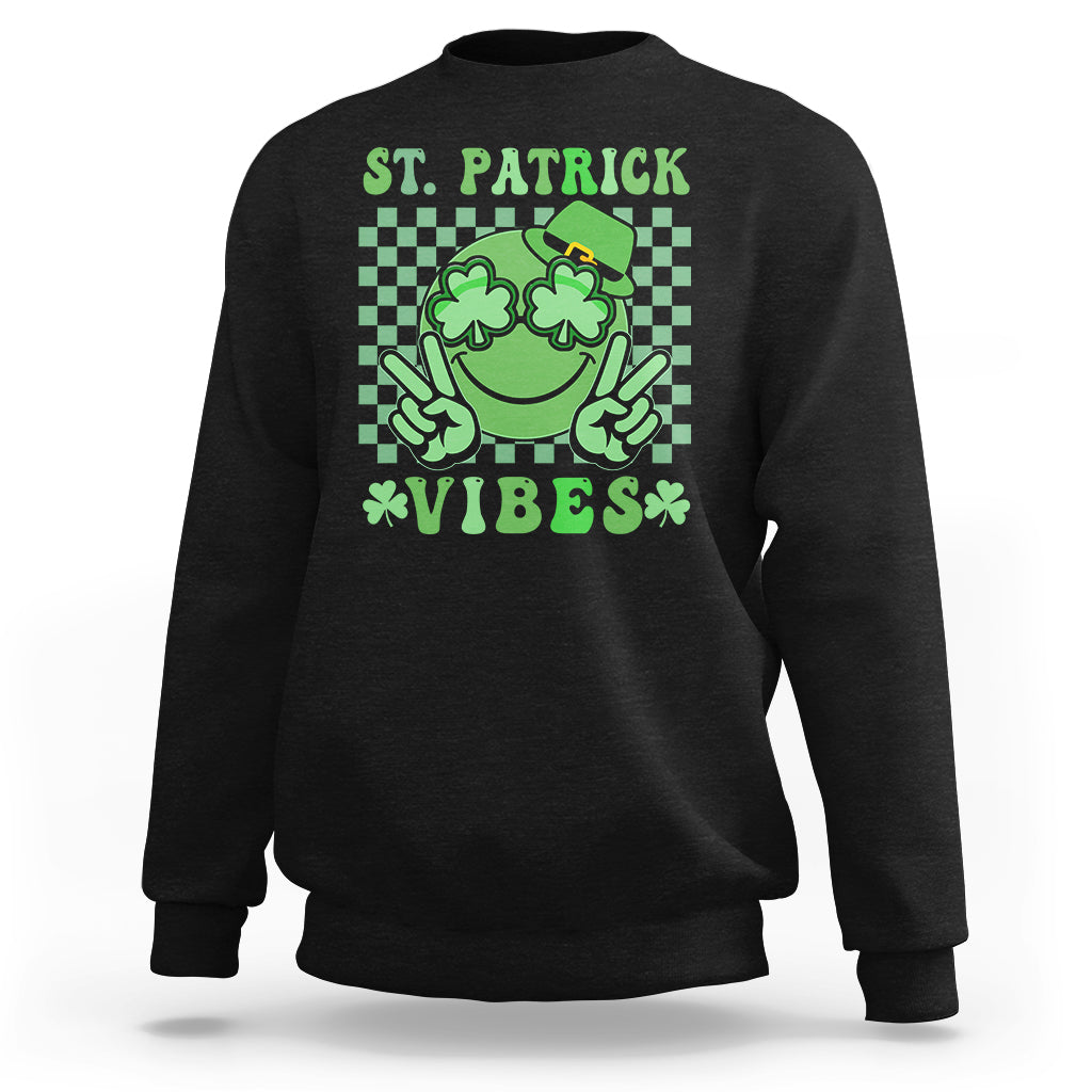 Funny St. Patricks Day Sweatshirt St Patrick Vibes Retro Groovy - Wonder Print Shop