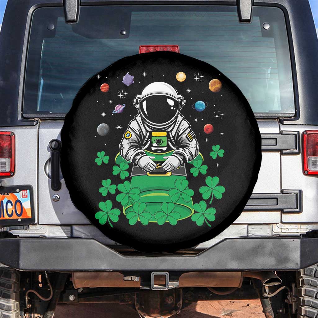 Funny St Patricks Day Astronaut Spare Tire Cover Outer Space Leprechaun